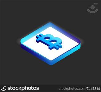 Bitcoin blockchain technology, isolated isometric 3d icon vector. Cryptocurrency rich and wealthy currency with promising future. Crypto business. Bitcoin Blockchain Technology Vector Illustration