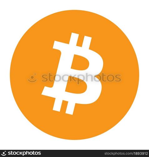 Bitcoin BTC token symbol cryptocurrency logo, coin icon isolated on white background. Vector illustration.