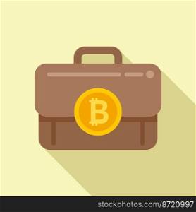 Bitcoin case icon flat vector. Crypto money. Financial marketing. Bitcoin case icon flat vector. Crypto money