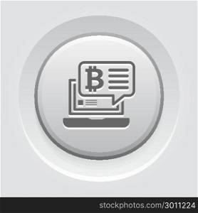 Bitcoin Chat Icon.. Bitcoin Chat Icon. Modern computer network technology sign. Digital graphic symbol. Laptop with bubble. Concept design elements.