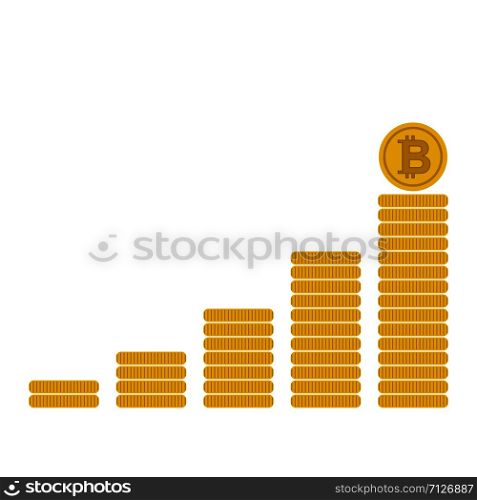 Bitcoin coins icon graph. Crypto concept. Vector. Bitcoin coins icon graph
