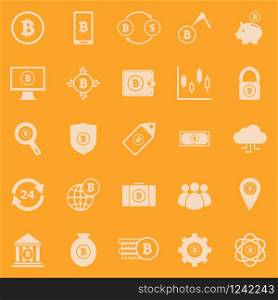 Bitcoin color icons on orange background, stock vector