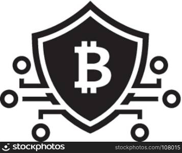 Bitcoin Crypto Currency Icon.. Bitcoin Crypto Currency Icon. Modern computer network technology sign. Digital graphic symbol. Bitcoin mining. Concept design elements.
