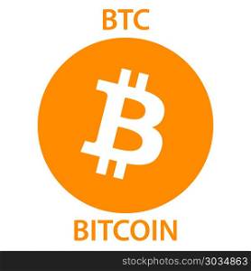 Bitcoin cryptocurrency blockchain icon. Virtual electronic, internet money or cryptocoin symbol, logo