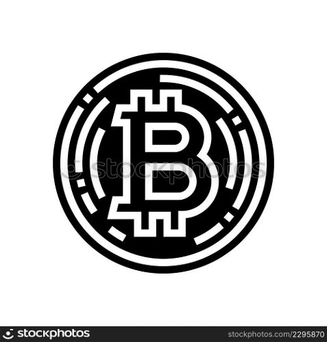 bitcoin cryptocurrency glyph icon vector. bitcoin cryptocurrency sign. isolated contour symbol black illustration. bitcoin cryptocurrency glyph icon vector illustration