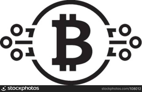 Bitcoin Cryptocurrency Icon.. Bitcoin Cryptocurrency Icon. Modern computer network technology sign. Digital graphic symbol. Bitcoin mining. Concept design elements.