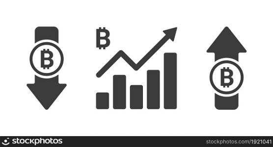 Bitcoin cryptocurrency sign. Financial symbols. ?urrency growth charts. Vector illustration