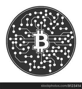 Bitcoin cryptocurrency with circuit breaker of blockchain technology. Digital money decentralization. Vector art illustration