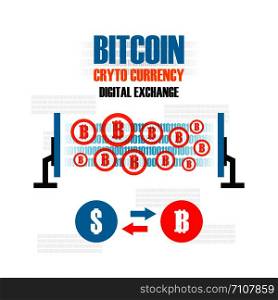 bitcoin currency exchange, isolated on white background