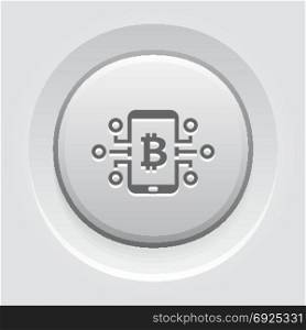 Bitcoin Digital Money Icon.. Business Progress Icon. Business Concept. Flat Design. Isolated Illustration.