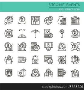 Bitcoin Elements , Thin Line and Pixel Perfect Icons