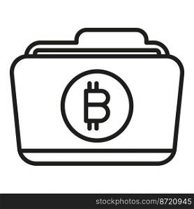 Bitcoin folder icon outline vector. Crypto money. Financial payment. Bitcoin folder icon outline vector. Crypto money