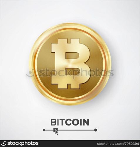 Bitcoin Gold Coin Vector. Bitcoin Gold Coin Vector. Realistic Crypto Currency Money And Finance Sign Illustration. Bitcoin Digital Currency Counter Icon. Fintech Blockchain. World Cryptography