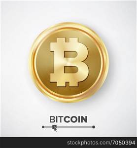 Bitcoin Gold Coin Vector. Bitcoin Gold Coin Vector. Realistic Crypto Currency Money And Finance Sign Illustration. Bitcoin Digital Currency Counter Icon. Fintech Blockchain. World Cryptography