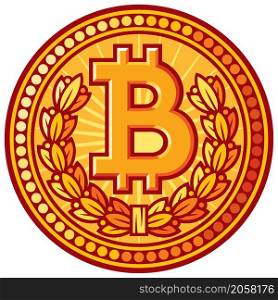 Bitcoin golden coin vector icon