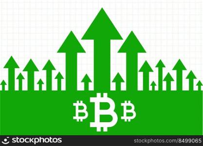 bitcoin growth upward green arrow concept