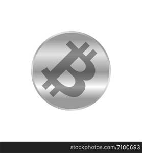 bitcoin icon silver, cryptocurrency bitcoin coin silver symbol, logo bitcoin coin silver color, bitcoin silver coin isolated on white background