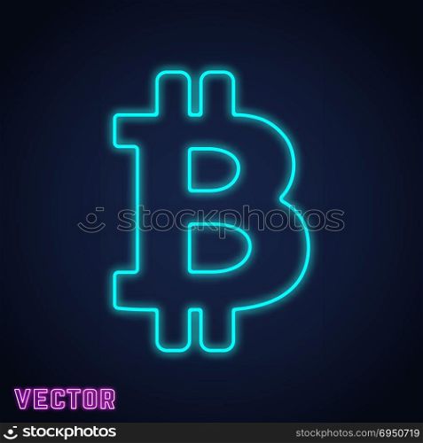 Bitcoin icon template. Crypto currency symbol neon line design. Vector illustration.. Bitcoin icon template isolated