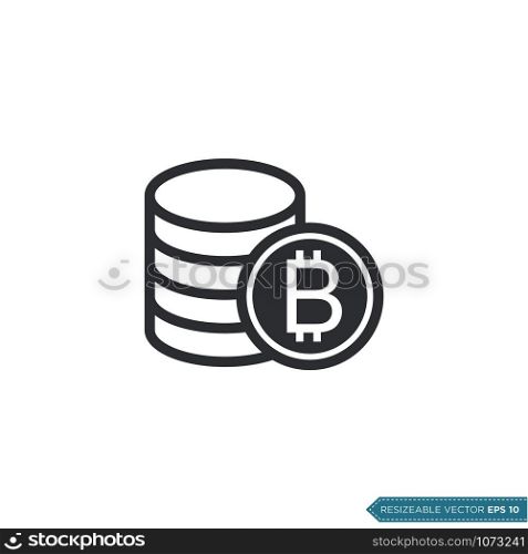 Bitcoin Icon Vector Template Flat Design Illustration Design