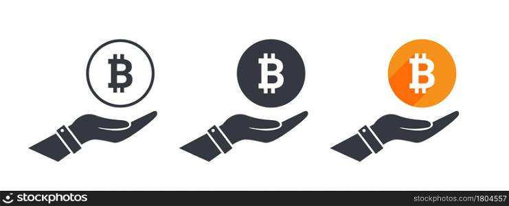 Bitcoin icons. Cryptocurrency Icons. Business and finance editable icons. Vector illustration