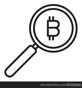 Bitcoin magnifier icon outline vector. Crypto money. Marketing education. Bitcoin magnifier icon outline vector. Crypto money