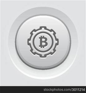Bitcoin Mining Icon.. Bitcoin Mining Icon. Modern computer network technology sign. Digital graphic symbol. Cryptocurrency mining. Concept design elements.