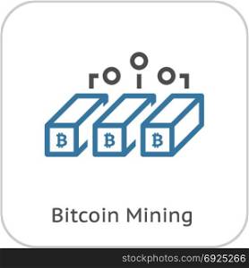 Bitcoin Mining Icon.. Bitcoin Mining Icon. Modern computer network technology sign. Digital graphic symbol. Crypto Currency technology. Concept design elements.