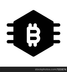 bitcoin mining machine, icon on isolated background
