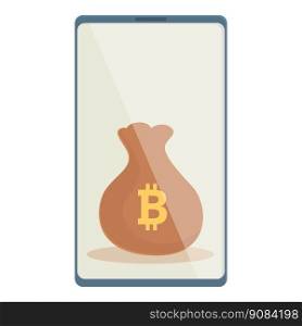 Bitcoin money bag icon cartoon vector. Digital mobile. Wallet online. Bitcoin money bag icon cartoon vector. Digital mobile