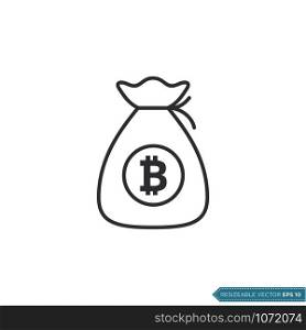 Bitcoin Money Bag Icon Vector Template Flat Design