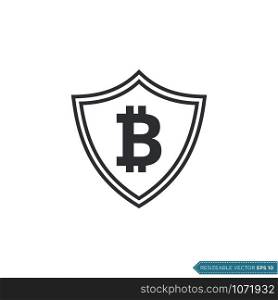 bitcoin Money Sign Shield Icon Vector template Flat Design