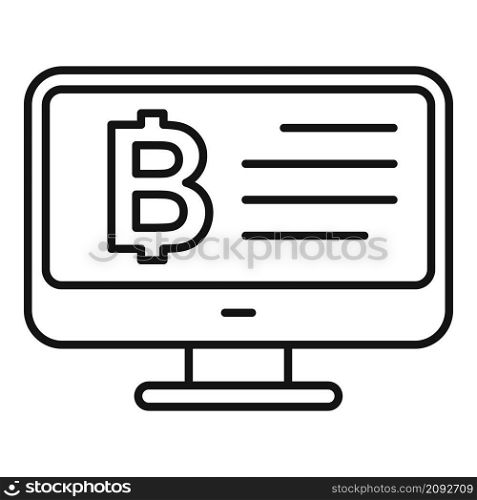 Bitcoin monitor icon outline vector. Crypto coin currency. Bitcoin money. Bitcoin monitor icon outline vector. Crypto coin currency