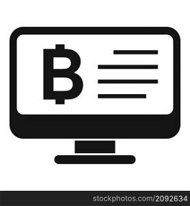 Bitcoin monitor icon simple vector. Crypto coin currency. Bitcoin money. Bitcoin monitor icon simple vector. Crypto coin currency