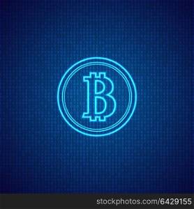 Bitcoin on a digital abstract background.. Bitcoin on a digital abstract background. Vector illustration .