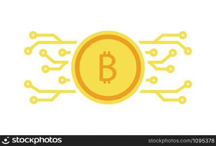 Bitcoin, online currency in flat style, vector illustration. Bitcoin, online currency in flat style, vector