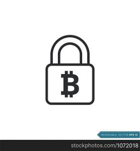 Bitcoin Padlock Money Sign Icon Vector Template Flat Design
