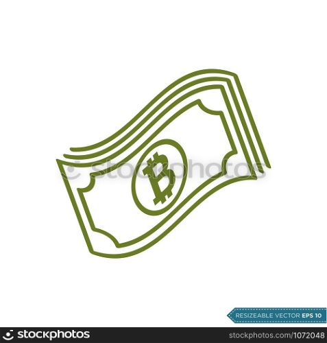Bitcoin Paper Money Icon Vector Template Flat Design