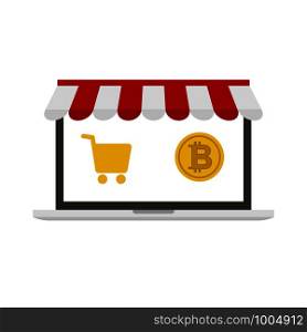 Bitcoin pay concept in different devices. Vector. Bitcoin pay concept