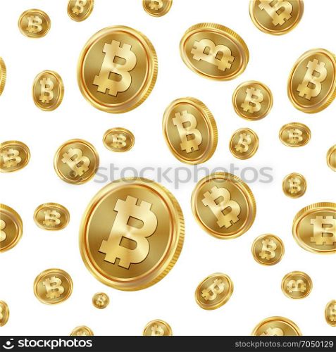 Bitcoin Seamless Pattern Vector. Gold Coins. Digital Currency. Fintech Blockchain. Isolated Background. Golden Finance Banking Texture.. Bitcoin Seamless Pattern Vector. Gold Coins. Digital Currency. Fintech Blockchain. Isolated Background