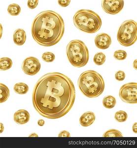 Bitcoin Seamless Pattern Vector. Gold Coins. Digital Currency. Fintech Blockchain. Isolated Background. Golden Finance Banking Texture.. Bitcoin Seamless Pattern Vector. Gold Coins. Digital Currency. Fintech Blockchain. Isolated Background