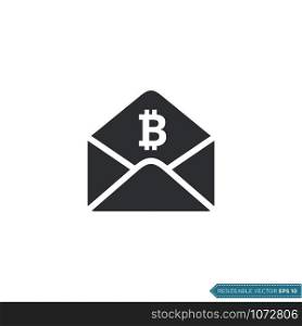 Bitcoin Sign Envelope and Money Sign Icon Vector Template Flat Design