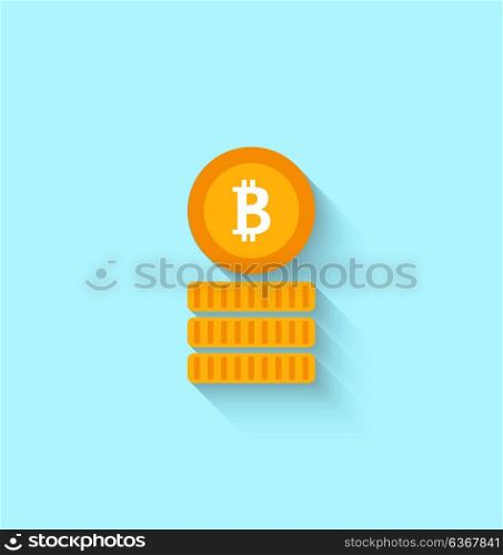 Bitcoin Sign for Internet Money. Crypto Currency Symbol. Simple Flat Icon. Bitcoin Sign for Internet Money. Crypto Currency Symbol. Simple Flat Icon - Illustration Vector