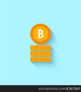 Bitcoin Sign for Internet Money. Crypto Currency Symbol. Simple Flat Icon. Bitcoin Sign for Internet Money. Crypto Currency Symbol. Simple Flat Icon - Illustration Vector
