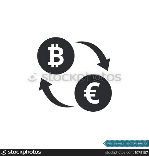 Bitcoin to Euro Exchange Currency Icon Vector Template