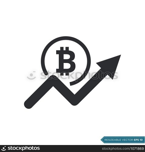 Bitcoin Up Arrow Investment Icon Vector Template Flat Design