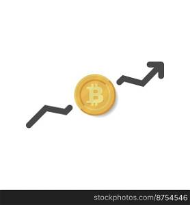 Bitcoin up illustration with arrow icon. Vector illustration