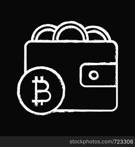 Bitcoin wallet chalk icon. Digital money. E-payment. Online banking. Cryptocurrency payment. Isolated vector chalkboard illustration. Bitcoin wallet chalk icon