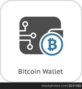 Bitcoin Wallet Icon.. Bitcoin Wallet Icon. Modern computer network technology sign. Digital graphic symbol. Bitcoin mining. Concept design elements.