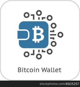 Bitcoin Wallet Icon.. Bitcoin Wallet Icon. Modern computer network technology sign. Digital graphic symbol. Bitcoin mining. Concept design elements.