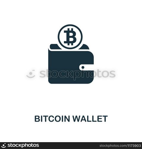 Bitcoin Wallet icon. Monochrome style design from crypto currency collection. UI. Pixel perfect simple pictogram bitcoin wallet icon. Web design, apps, software, print usage.. Bitcoin Wallet icon. Monochrome style design from crypto currency icon collection. UI. Pixel perfect simple pictogram bitcoin wallet icon. Web design, apps, software, print usage.